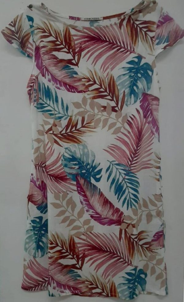VESTIDO DE LINO ESTAMPADO DELANTERO